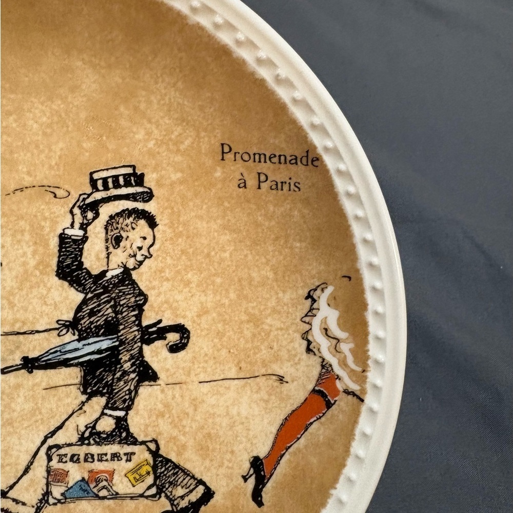 Vintage Norman Rockwell Plate "Promenade A Paris" by Newell Pottery Co. - Picture 2 of 6